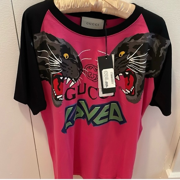 New! Gucci Graphic Loved Hot Pink Tshirt - size small - Picture 2 of 7
